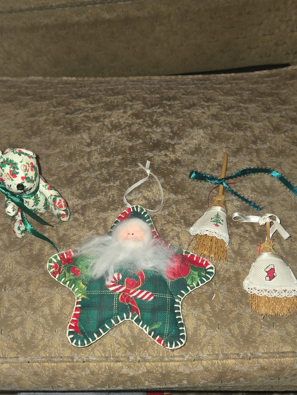 Holiday Star Santa Fabric Ornament - Green